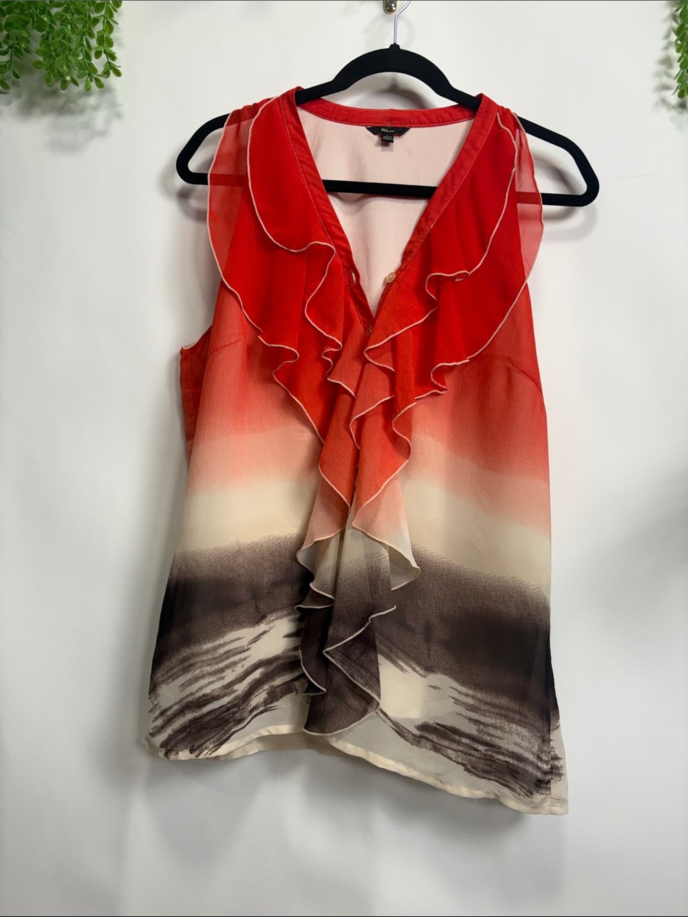 Milano Red Ombre Ruffle V-Neck Camisole